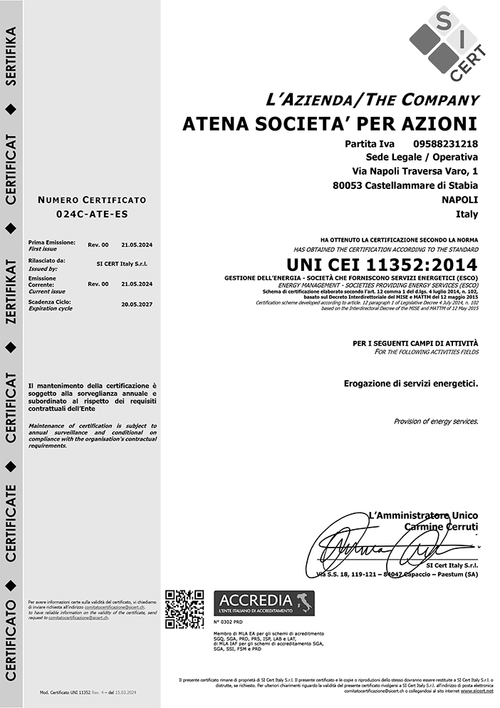 UNI CEI 11352:2014|NUMERO CERTIFICATO 024C - ATE - ES