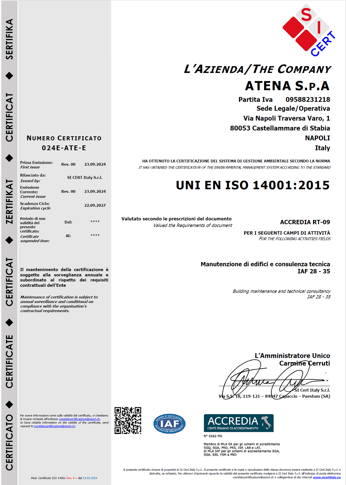 ISO 14001:2015 | SISTEMA DI GESTIONE AMBIENTALE
